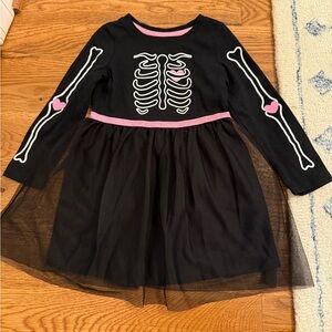 Cat & Jack Toddler Girls Halloween Skeleton Tulle Dress Size 4T Glow in the Dark